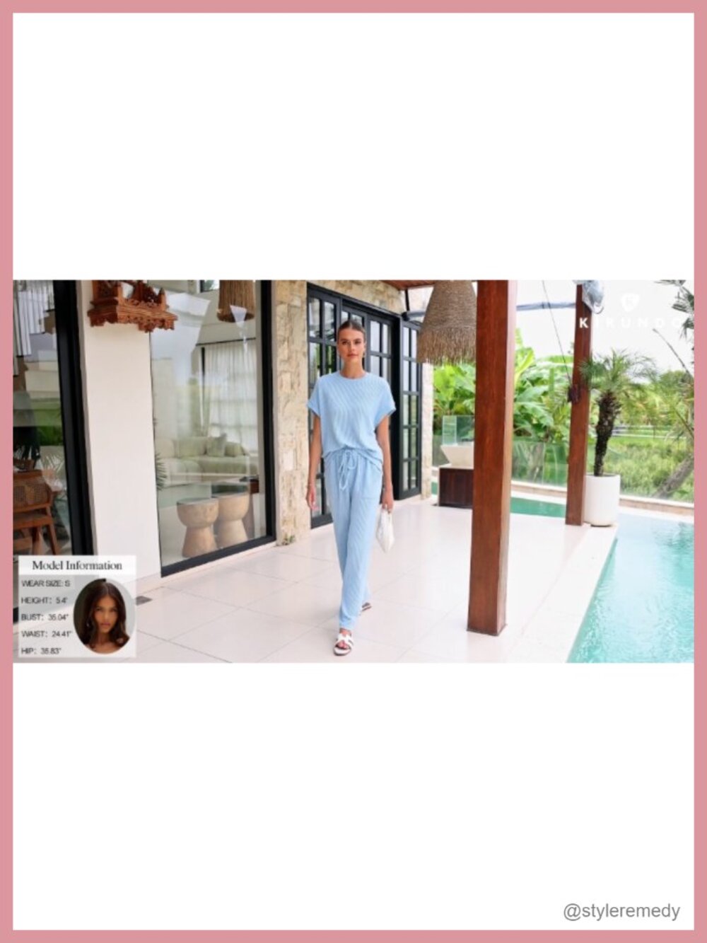 2 Piece Lounge Set for Women Ribbed Knit Tracksuit - Picture 6 of 6